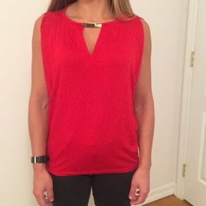 Michael Kors red blouse w wing sleeves